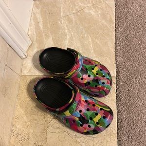 NEVER WORN multi colored Crocs